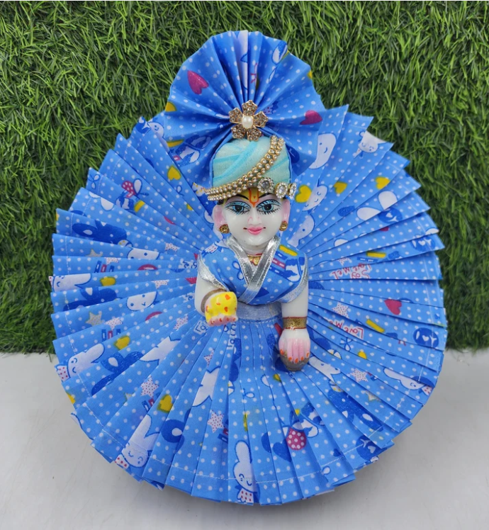 Blue yellow Premium Summer Dress for laddu gopal ji - Image 3